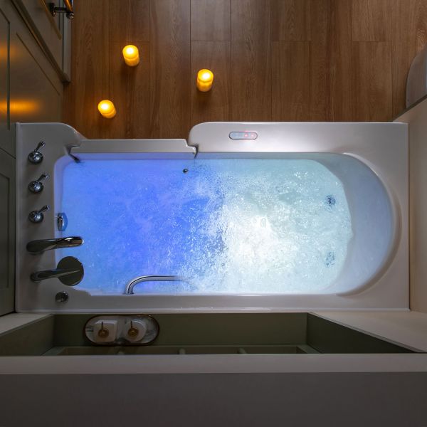  WOODBRIDGE 60 in. x 30 in. Right Hand Walk-In Air & Whirlpool Jets Hot Tub With Quick Fill Faucet with Hand Shower, White High Glass Acrylic Tub with Computer Control Panel, WB603038R_11522