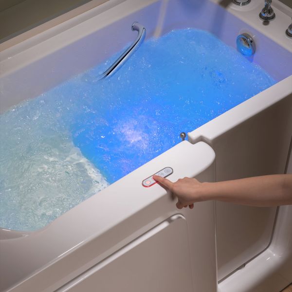  WOODBRIDGE 60 in. x 30 in. Right Hand Walk-In Air & Whirlpool Jets Hot Tub With Quick Fill Faucet with Hand Shower, White High Glass Acrylic Tub with Computer Control Panel, WB603038R_11524