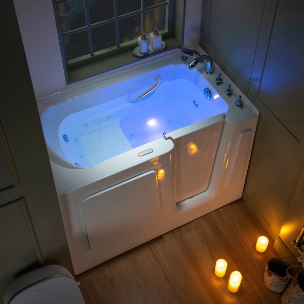 ᐅ【WOODBRIDGE 54 in. x 30 in. Left Hand Walk-In Air & Whirlpool Jets Hot Tub  With Quick Fill Faucet with Hand Shower, White High Glass Acrylic Tub with  Computer Control Panel, WB543038L-WOODBRIDGE】