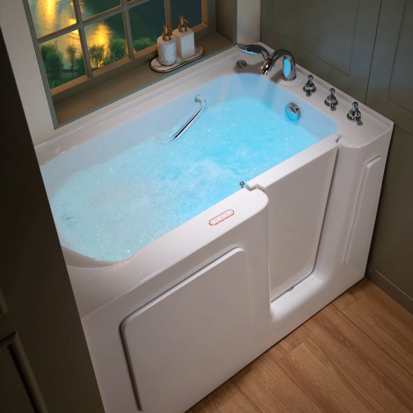  WOODBRIDGE 54 in. x 30 in. Right Hand Walk-In Air & Whirlpool Jets Hot Tub With Quick Fill Faucet with Hand Shower, White High Glass Acrylic Tub with Computer Control Panel, WB543038R_11578