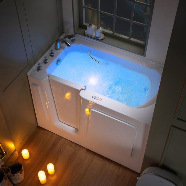 ᐅ【WOODBRIDGE 54 in. x 30 in. Left Hand Walk-In Air & Whirlpool Jets Hot Tub  With Quick Fill Faucet with Hand Shower, White High Glass Acrylic Tub with  Computer Control Panel, WB543038L-WOODBRIDGE】