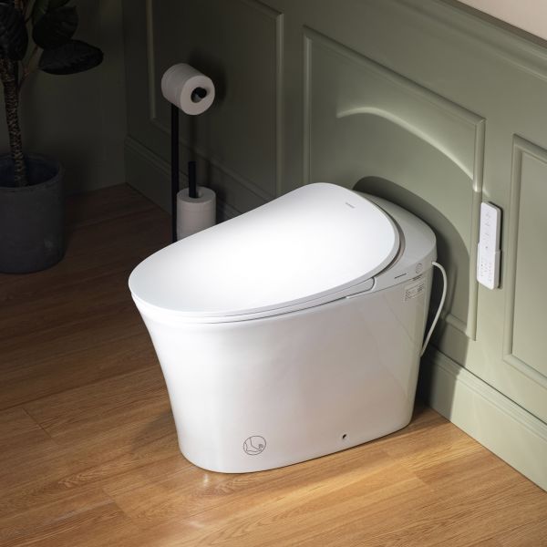 WOODBRIDGE LT610 One Piece Elongated Smart Toilet Bidet with Massage Washing, Auto Open and Close Seat and Lid, Auto Flush, Heated Seat and Integrated Multi Function Remote Control, White