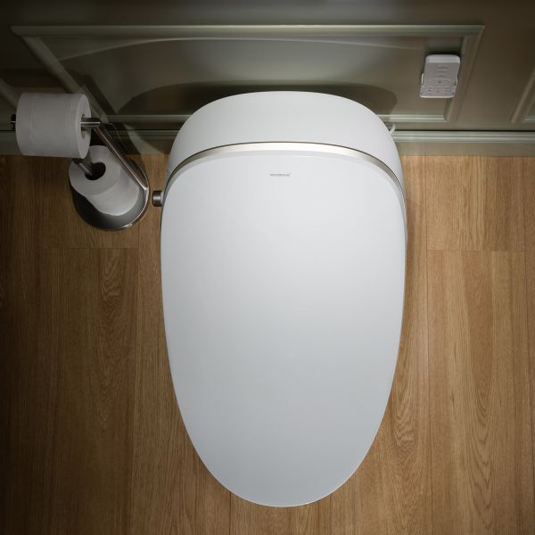  WOODBRIDGE LT610 One Piece Elongated Smart Toilet Bidet with Massage Washing, Auto Open and Close Seat and Lid, Auto Flush, Heated Seat and Integrated Multi Function Remote Control, White_11623