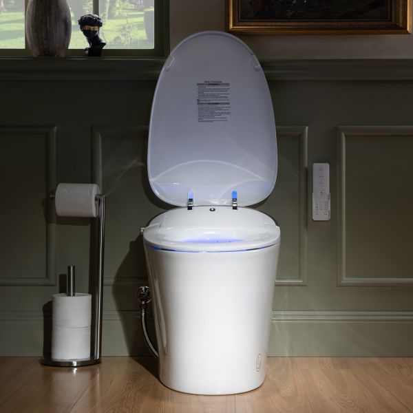 WOODBRIDGE LT610 One Piece Elongated Smart Toilet Bidet with Massage Washing, Auto Open and Close Seat and Lid, Auto Flush, Heated Seat and Integrated Multi Function Remote Control, White
