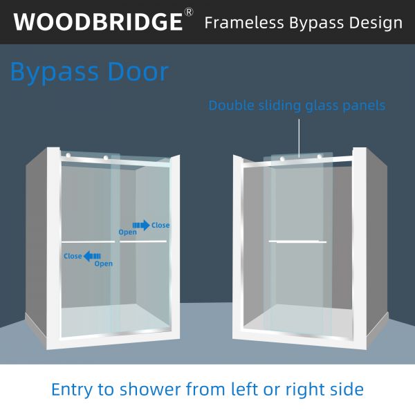  WOODBRIDGE Frameless Shower Doors 56-60