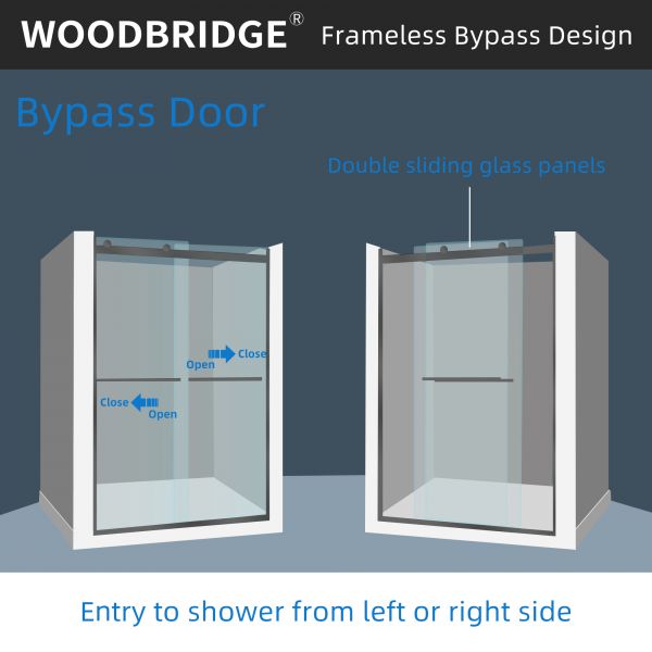 WOODBRIDGE Frameless Shower Doors 56-60