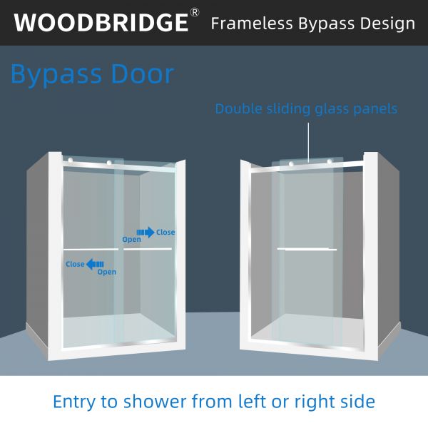  WOODBRIDGE Frameless Bathtub Shower Doors 46-48