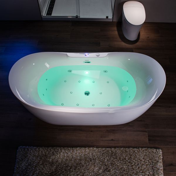 ᐅ【WOODBRIDGE 72 x 35-3/8 Whirlpool Water Jetted and Air Bubble  Freestanding Heated Soaking Combination Bathtub with LED control panel ,  BJ400-WOODBRIDGE】