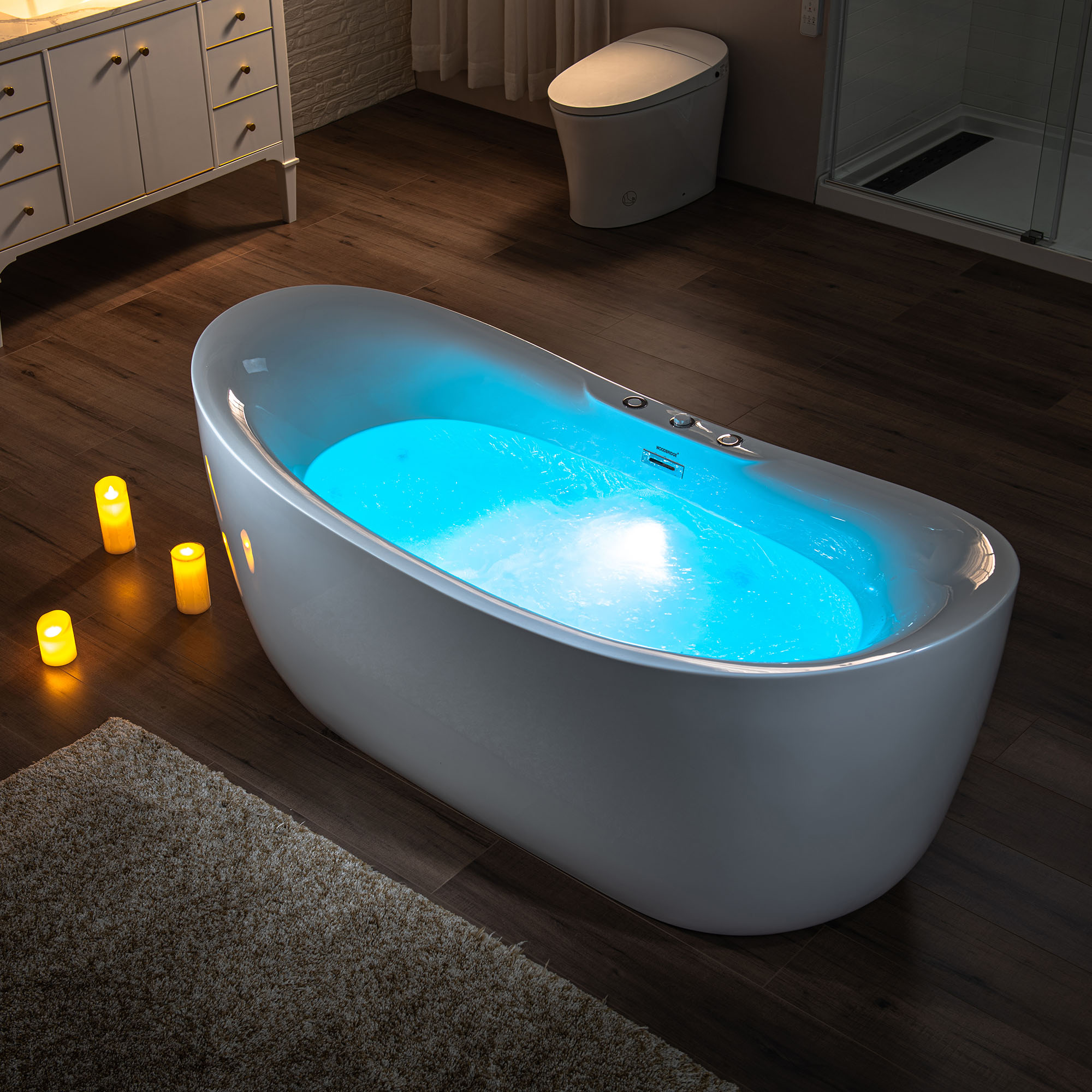 ᐅ【WOODBRIDGE 71" x 311/2" Whirlpool Water Jetted and Air Bubble Freestanding Heated Soaking