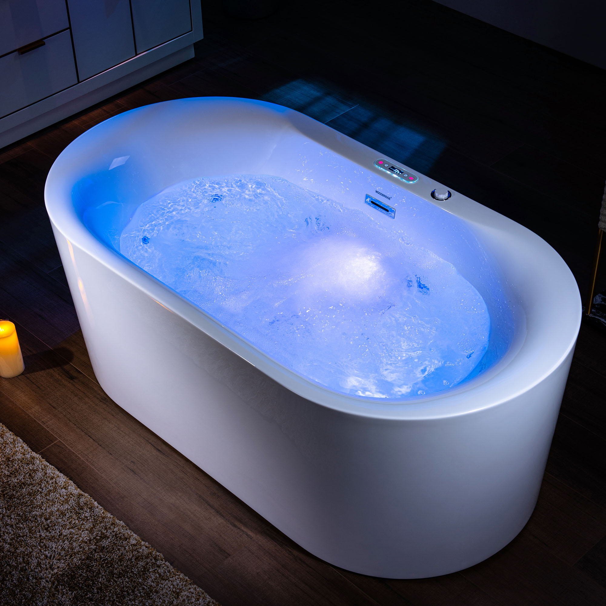 ᐅ【WOODBRIDGE 59" x 311/2" Whirlpool Water Jetted and Air Bubble Freestanding Heated Soaking
