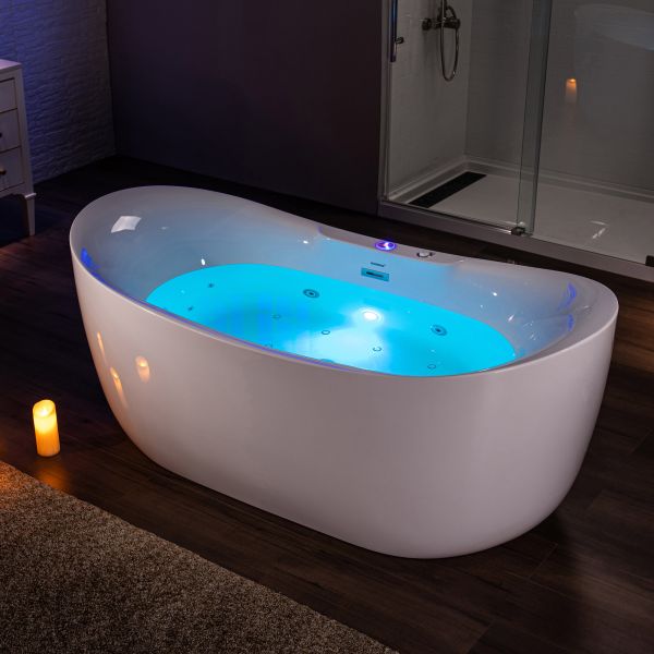ᐅ【WOODBRIDGE 72 x 35-3/8 Whirlpool Water Jetted and Air Bubble  Freestanding Heated Soaking Combination Bathtub with LED control panel ,  BJ400-WOODBRIDGE】