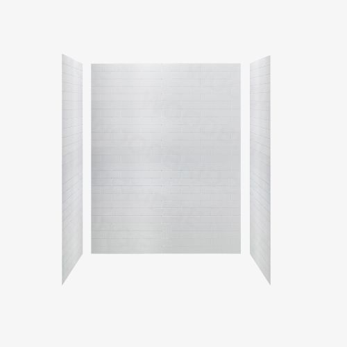 WOODBRIDGE Solid Surface 3-Panel Shower Wall Kit, 32-in L x 60-in W x 75-in H, Staggered Brick Pattern, High Gloss White Finish