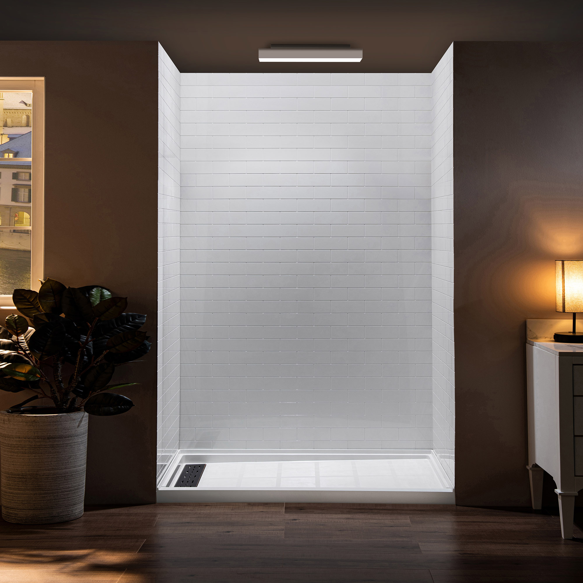 ᐅ【WOODBRIDGE Solid Surface 3Panel Shower Wall Kit, 36in L x 60in W x