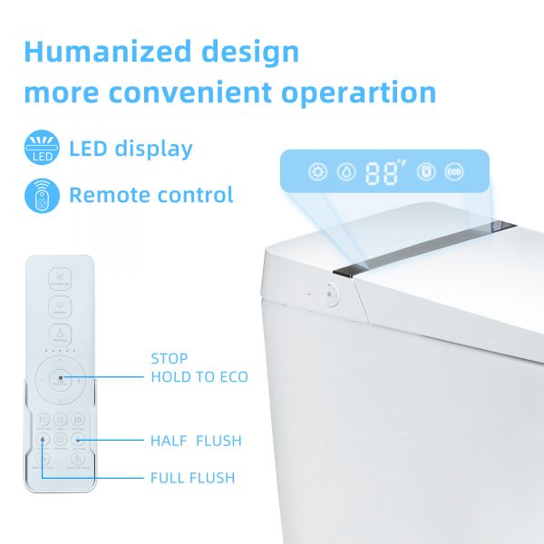  WOODBRIDGE B0990S One Piece Elongated Smart Toilet Bidet with Massage Washing, Auto Open and Close Seat and Lid, Auto Flush, Heated Seat and Integrated Multi Function Remote Control, White_11718