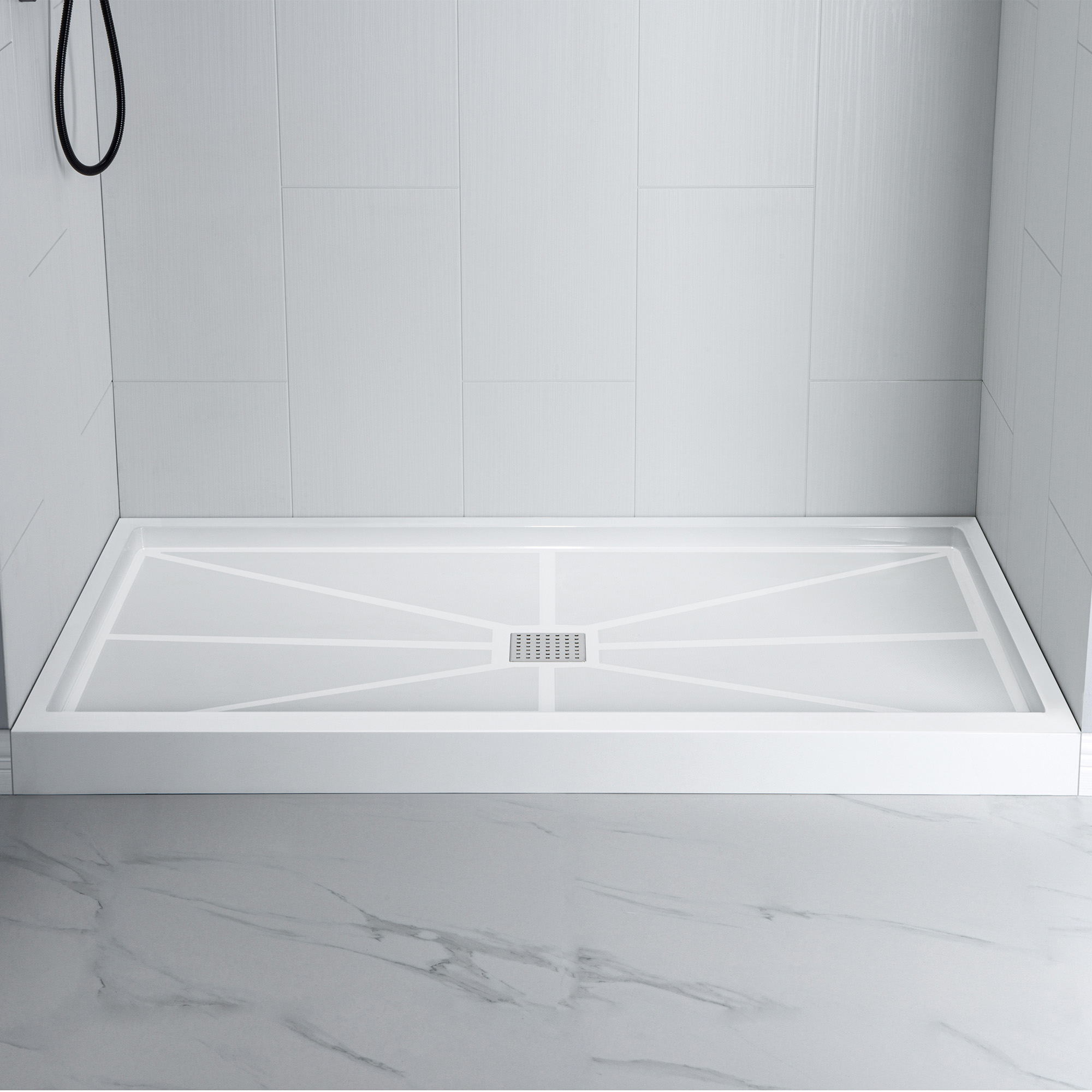 ᐅ【WOODBRIDGE Solid Surface 3Panel Shower Wall Kit, 36in L x 60in W x