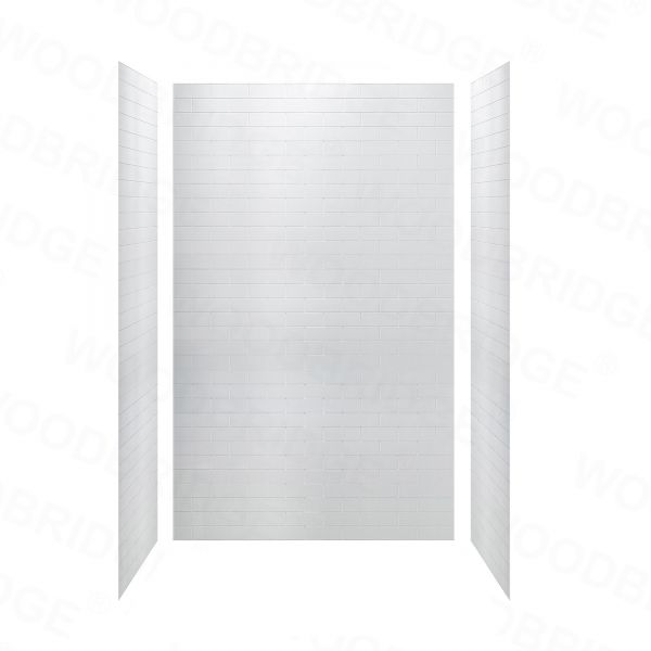  WOODBRIDGE Solid Surface Shower Base with 3-Panel Shower Wall Kit,  SBR6032-1000L +SWP603296-1-SU-H_11763
