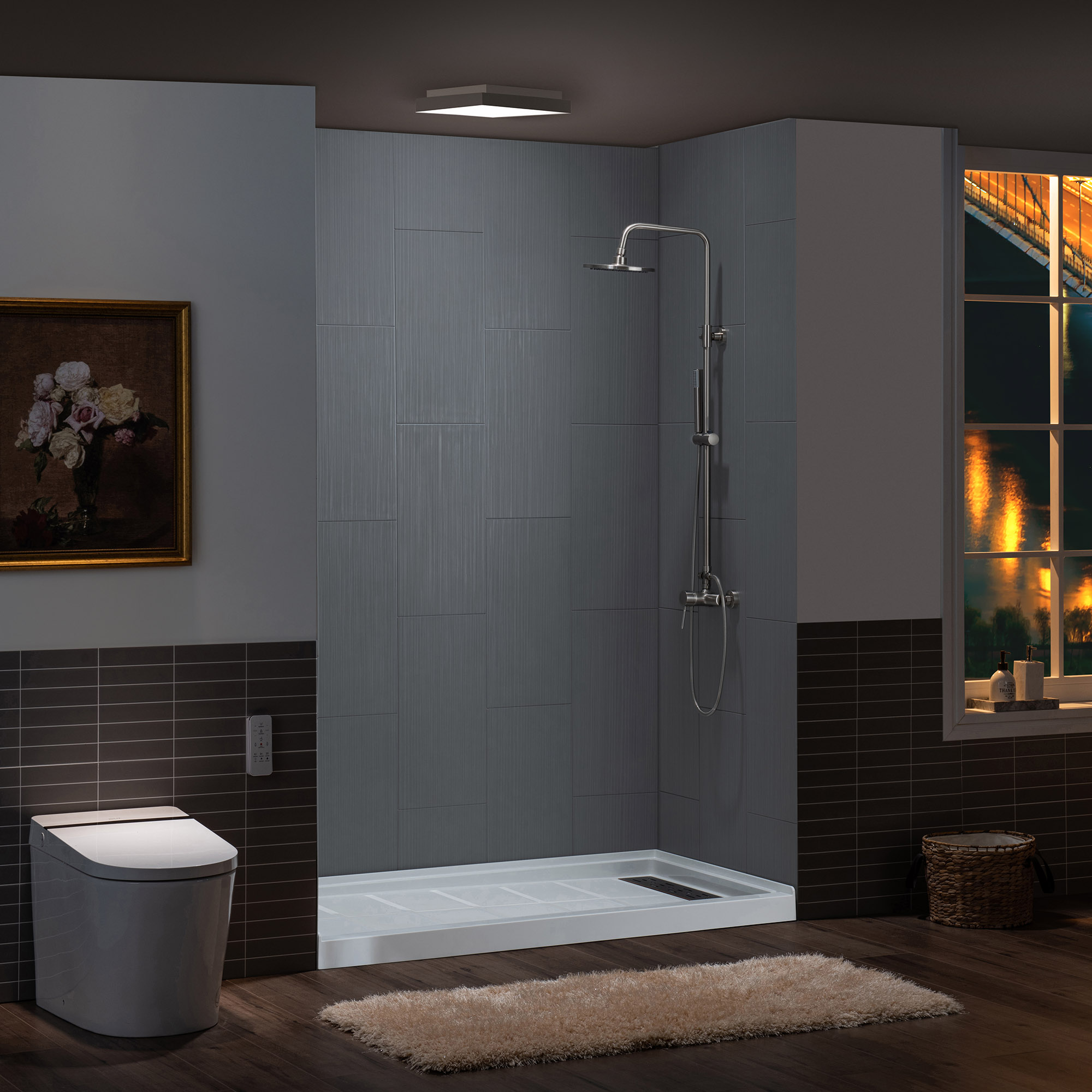 ᐅ【WOODBRIDGE Solid Surface 3Panel Shower Wall Kit, 36in L x 60in W x