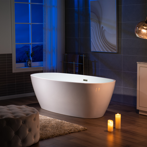ᐅ【WOODBRIDGE 71" Acrylic Freestanding Bathtub Contemporary Soaking Tub