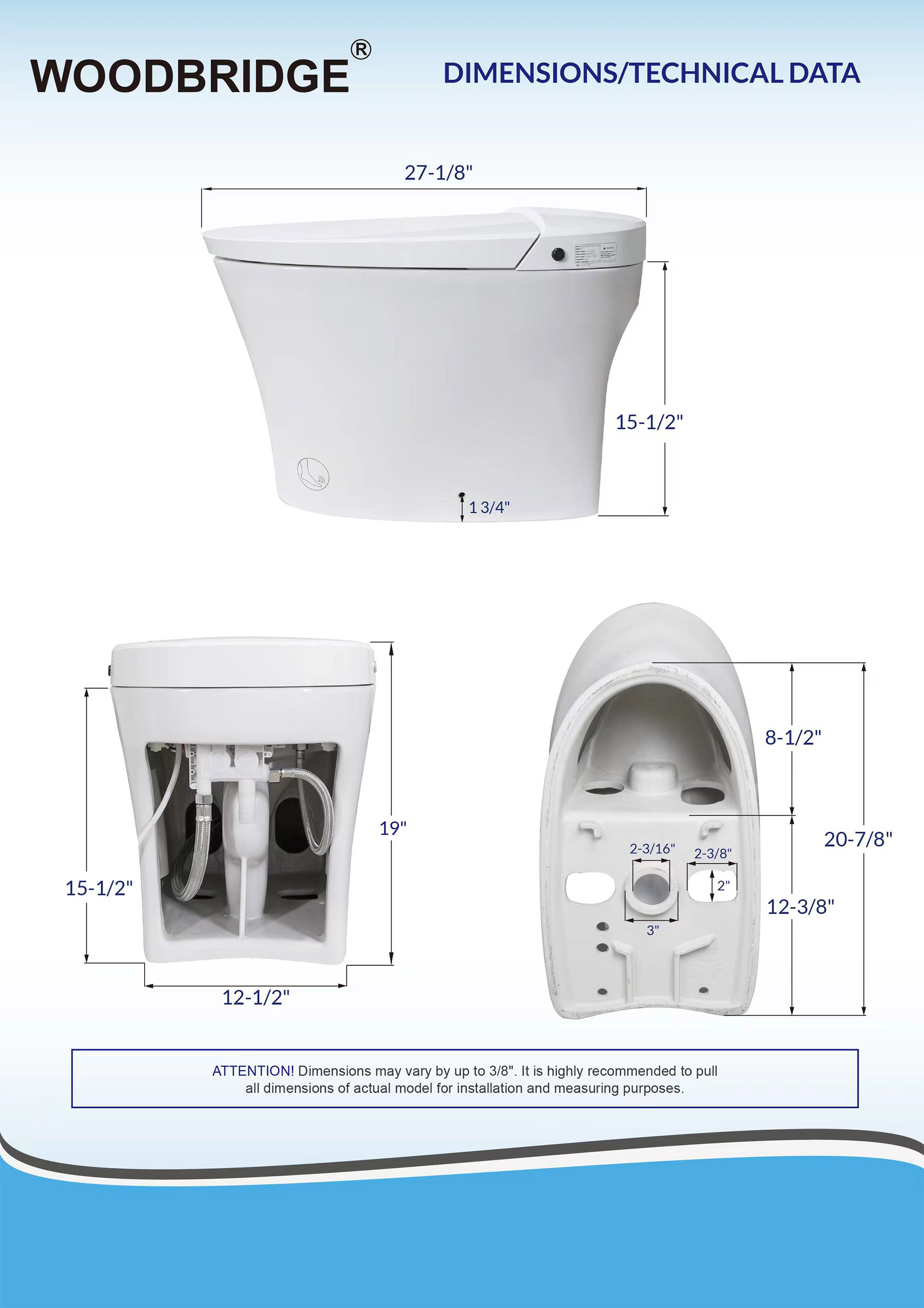 ᐅ【WOODBRIDGE B0970S Smart Bidet Toilet Elongated One Piece Modern