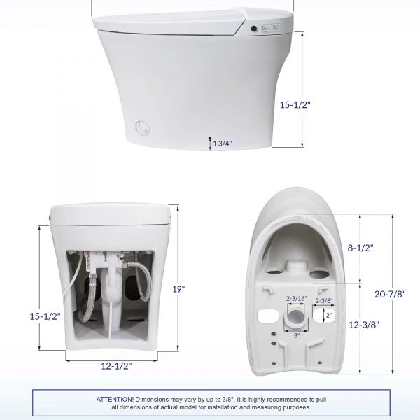  WOODBRIDGE B0970S Smart Bidet Toilet Elongated One Piece Modern Design, Foot Sensor Operation, Heated Seat with Integrated Multi Function Remote Control in White_11909