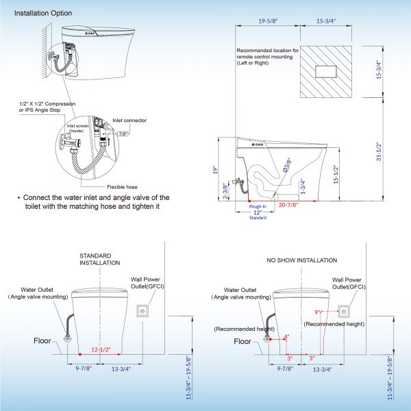  WOODBRIDGE B0970S Smart Bidet Toilet Elongated One Piece Modern Design, Foot Sensor Operation, Heated Seat with Integrated Multi Function Remote Control in White_11911