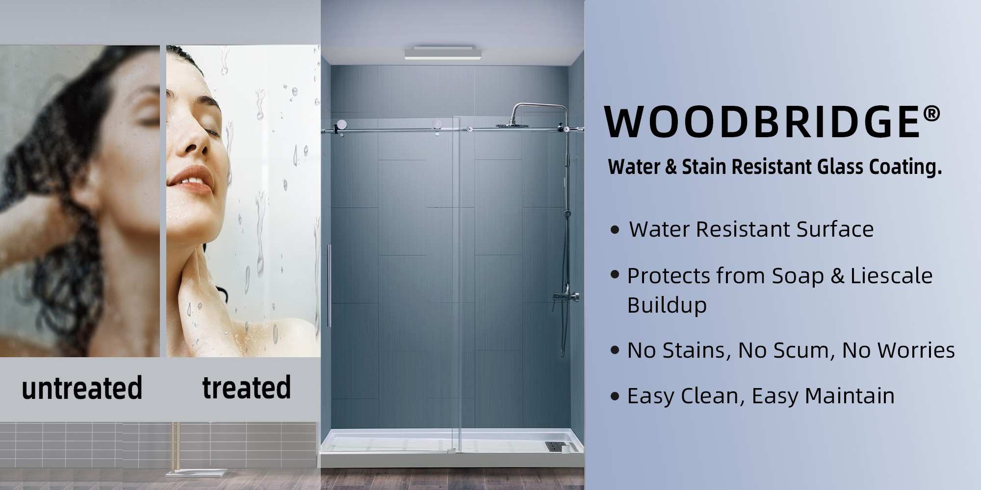 ᐅ【WOODBRIDGE Frameless Shower Doors 56-60 Width x 76Height