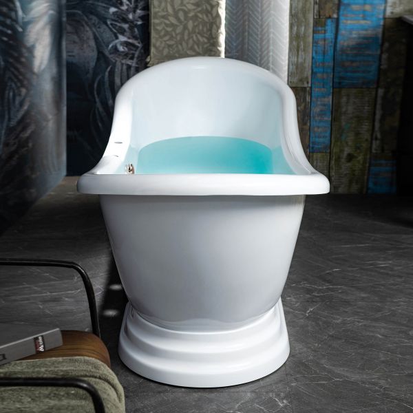 ᐅ【WOODBRIDGE 69 1/4" Acrylic Double Slipper,Pedestal Freestanding Tub