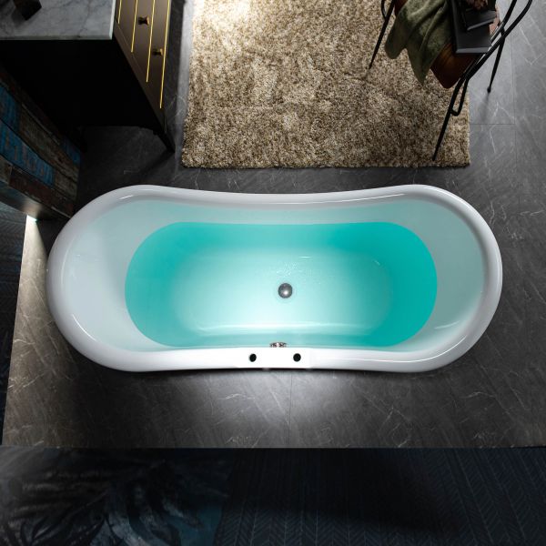 ᐅ【WOODBRIDGE 69 1/4" Acrylic Double Slipper,Pedestal Freestanding Tub