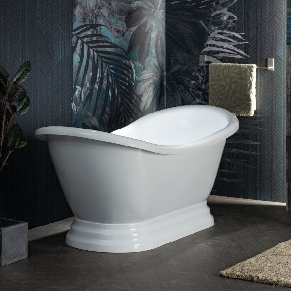 ᐅ【WOODBRIDGE 69 1/4" Acrylic Double Slipper,Pedestal Freestanding Tub