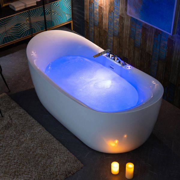 ᐅ【WOODBRIDGE 72 x 35-3/8 Whirlpool Water Jetted and Air Bubble  Freestanding Heated Soaking Combination Bathtub with LED control panel ,  BJ400-WOODBRIDGE】