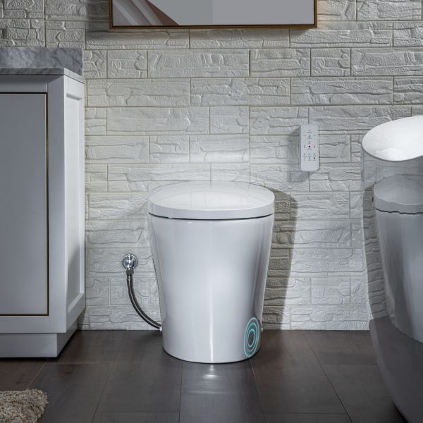 ᐅ【WOODBRIDGE Toilet & Bidet Luxury Elongated One Piece Advanced Smart Seat  with Temperature Controlled Wash Functions and Air Dryer, Toilet with Bidet.  T-0737, Bidet & Toilet-WOODBRIDGE】