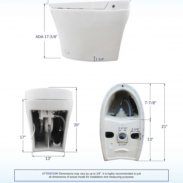  WOODBRIDGE B0970S Smart Bidet Tankless Toilet Elongated One Piece Chair Height, Auto Flush, Foot Sensor Operation, Heated Seat with Integrated Multi Function Remote Control in White_12167