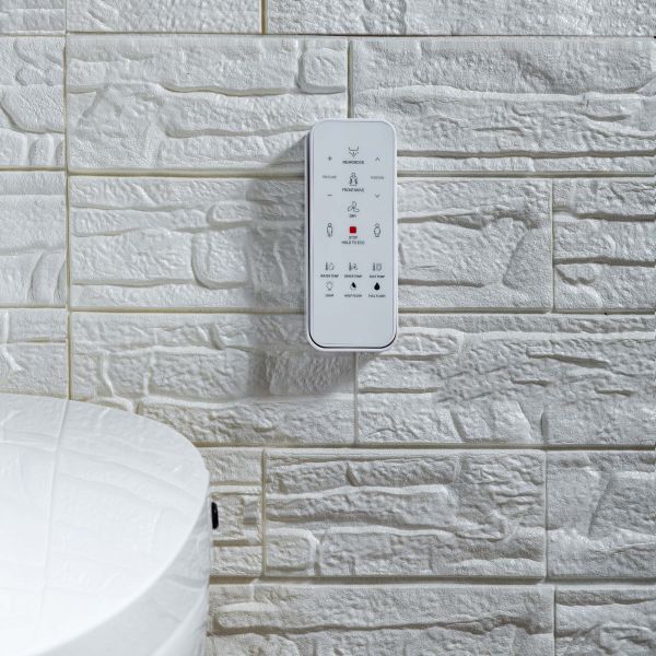  WOODBRIDGE B0970S Smart Bidet Tankless Toilet Elongated One Piece Chair Height, Auto Flush, Foot Sensor Operation, Heated Seat with Integrated Multi Function Remote Control in White_12172