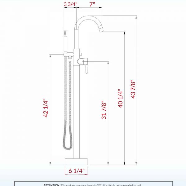  WOODBRIDGE F0023BNRD Contemporary Single Handle Floor Mount Freestanding Tub Filler Faucet with Cylinder Shape Hand shower in Brushed Nickel Finish._12186