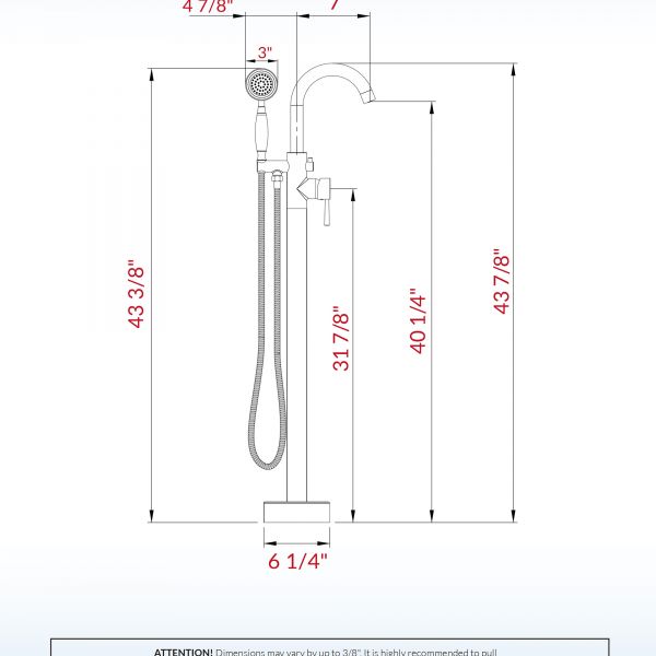  WOODBRIDGE F0023BNVT Fusion Single Handle Floor Mount Freestanding Tub Filler Faucet with Telephone Hand shower in Brushed Nickel Finish._12192