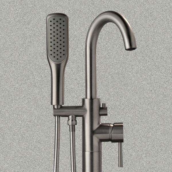 WOODBRIDGE Freestanding Tub Filler Faucet - Brushed Nickel, Floor Mount With Hand Shower - View #3