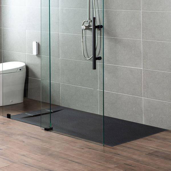  WOODBRIDGE 48-in L x 36-in W Zero Threshold End Drain Shower Base with Reversable Drain Placement, Matching Decorative Drain Plate and Tile Flange, Wheel Chair Access, Low Profile, Black