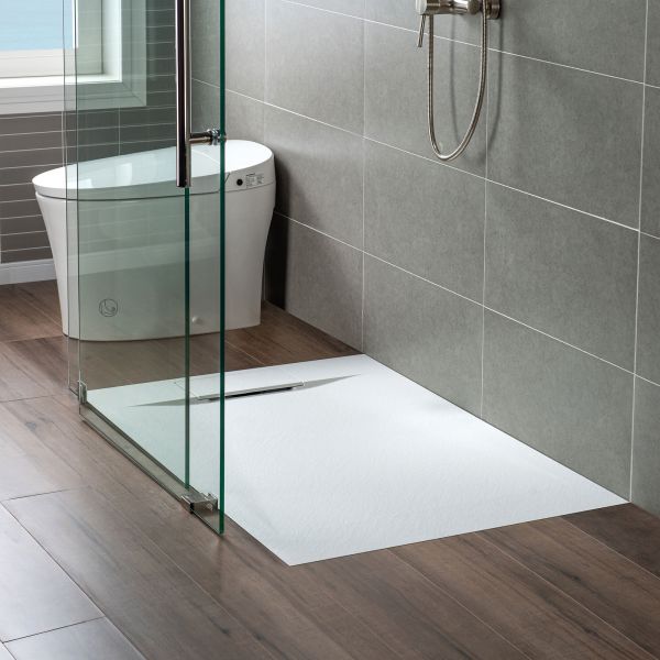 ᐅ【WOODBRIDGE 60in L x 36in W Zero Threshold End Drain Shower Base