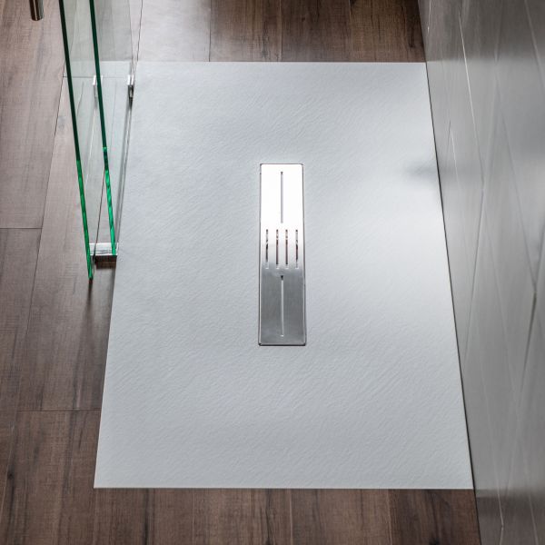  WOODBRIDGE 60-in L x 36-in W Zero Threshold End Drain Shower Base with Center Drain Placement, Matching Decorative Drain Plate and Tile Flange, Wheel Chair Access, Low Profile, White_12552