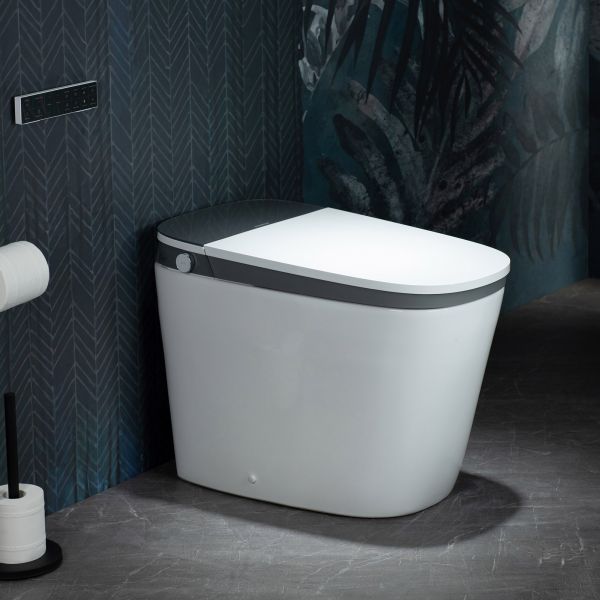 WOODBRIDGE B0930S Smart Bidet Toilet with 1.28 GPF Dua Flush Auto Open & Close, Auto Flush,Foot Sensor Flush, 1000 Gram MaP Flushing Score,LED  Display, Chair Height Design and Cleaning Foam Dispenser