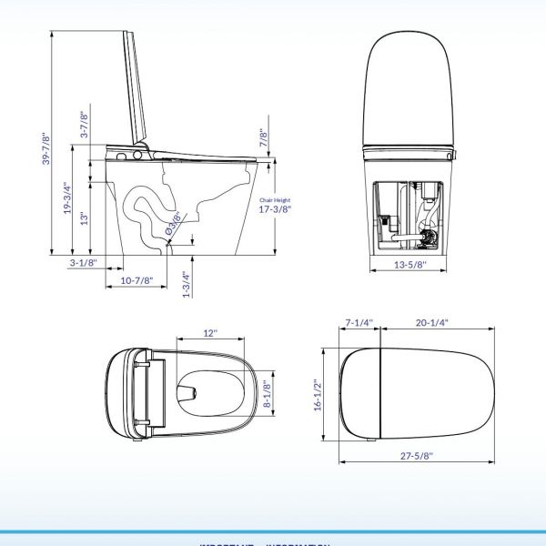  WOODBRIDGE B0930S Smart Bidet Toilet with 1.28 GPF Dua Flush Auto Open & Close, Auto Flush,Foot Sensor Flush, 1000 Gram MaP Flushing Score,LED  Display, Chair Height Design and Cleaning Foam Dispenser