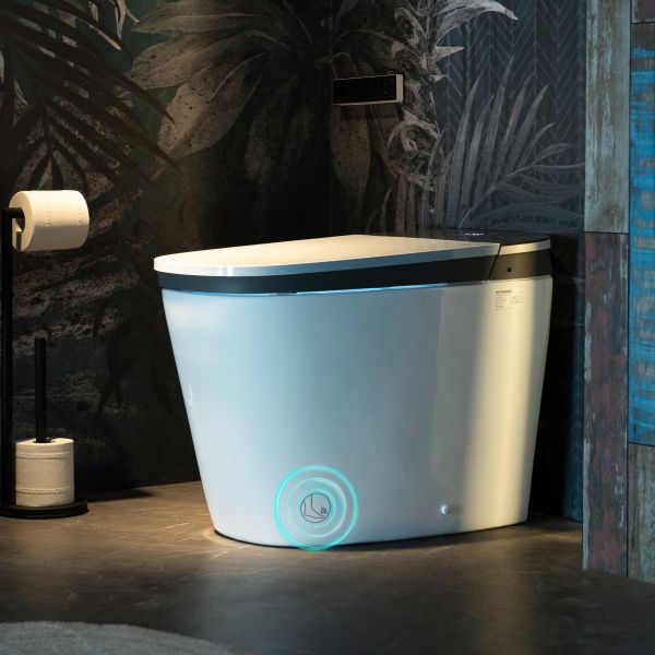  WOODBRIDGE B0930S Smart Bidet Toilet with 1.28 GPF Dua Flush Auto Open & Close, Auto Flush,Foot Sensor Flush, 1000 Gram MaP Flushing Score,LED  Display, Chair Height Design and Cleaning Foam Dispenser_12621