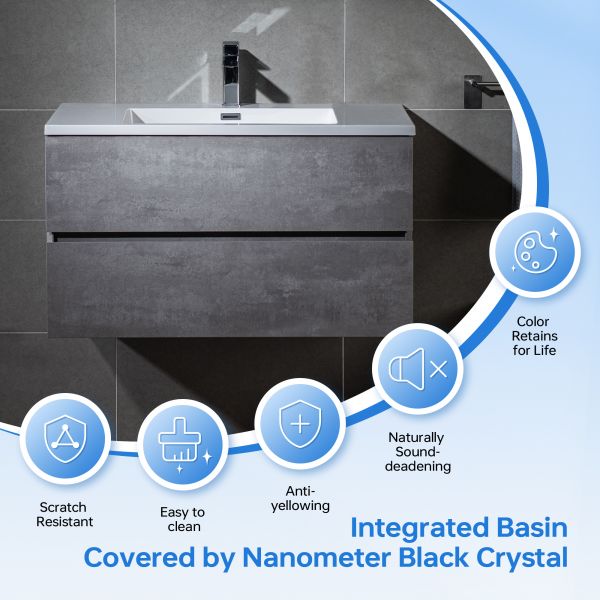  WOODBRIDGE 48 in. W x 18-7/8 in. D Contemporary Wall Hung Floating Vanity in Gray with Resin Composite Vanity Top in White with matching finish sink._12625