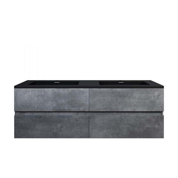  WOODBRIDGE 60 in. W x 18-7/8 in. D Contemporary Wall Hung Floating Vanity in Gray with Quartz Sand Composite Vanity Top in Black with matching finish sink._12663