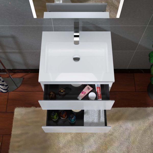  WOODBRIDGE 24 in. W x 18-7/8 in. D Contemporary Wall Hung Floating Vanity in High Gloss White with Resin Composite Vanity Top in White with matching finish sink._12712