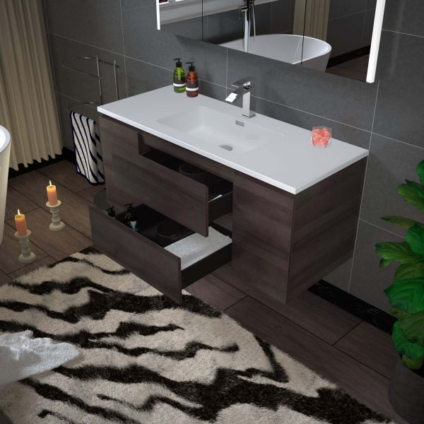  WOODBRIDGE 48 in. W x 18-7/8 in. D Contemporary Wall Hung Floating Vanity in Grey Oak with Resin Composite Vanity Top in White with matching finish sink._12744