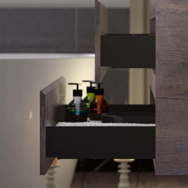  WOODBRIDGE 60 in. W x 18-7/8 in. D Contemporary Wall Hung Floating Vanity in Rose Wood with Quartz Sand Composite Vanity Top in Black with matching finish sink._12808