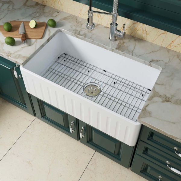 Farmhouse Sink Base Cabinet for Kitchen, Apron Front