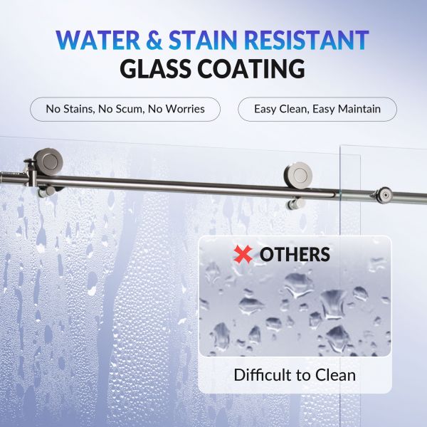  WOODBRIDGE Frameless Sliding Shower Doors with Soft Close System, 56-60