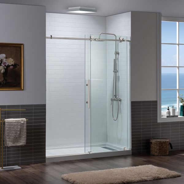  WOODBRIDGE Frameless Sliding Shower Doors with Soft Close System, 56-60